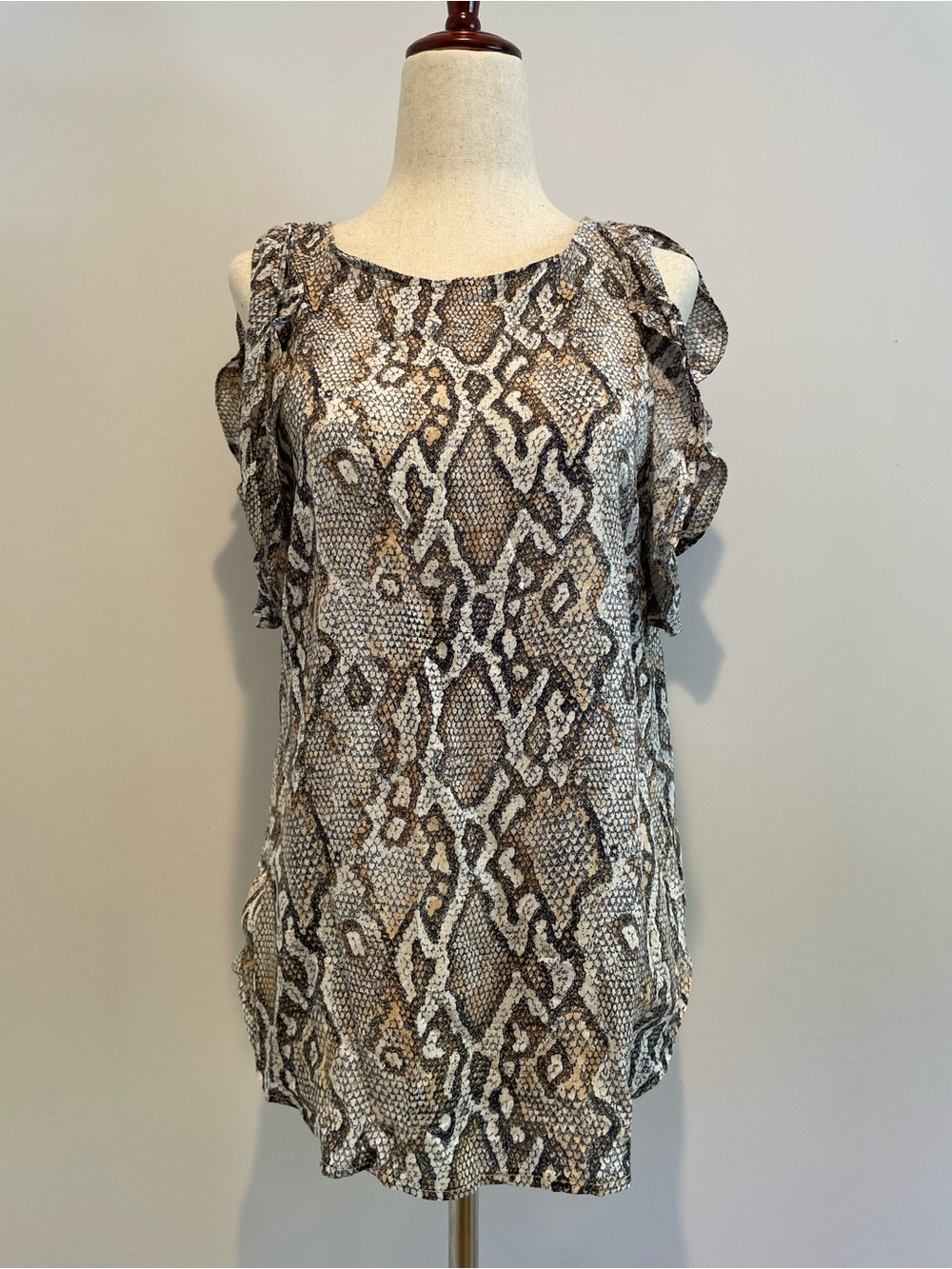 a new day Snake-Print Cold-Shoulder Camisole in Gray and Brown EUC - size S
